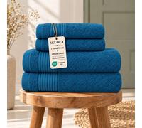 Grace Bedding Premium 500 GSM Cotton Bath & Hand Towels Set of 4 in Teal Grace Bedding Teal