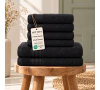 Grace Bedding Premium 500 GSM Cotton Bath & Hand Towels Set of 6 in Charcoal Grace Bedding Charcoal