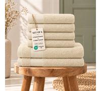 Grace Bedding Premium 500 GSM Cotton Bath & Hand Towels Set of 6 in Cream Grace Bedding Cream
