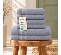 Grace Bedding Premium 500 GSM Cotton Bath & Hand Towels Set of 6 in Grey Grace Bedding Grey
