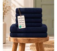 Grace Bedding Premium 500 GSM Cotton Bath & Hand Towels Set of 6 in Navy Grace Bedding Navy