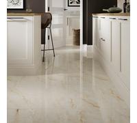 Grace Beige Polished Onyx Marble Effect Porcelain Indoor Wall & Floor Tile, Pack Of 3, (L)600mm (W)600mm