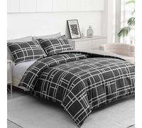 Grace Brick Double Brushed Microfiber Duvet Cover Set with Zipper Closure in Charcoal grace Charcoal Double
