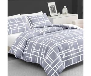 Grace Brick Double Brushed Microfiber Duvet Cover Set with Zipper Closure in Light Grey grace Light Grey Double