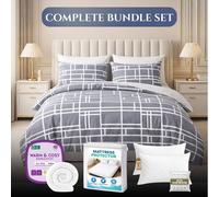 Grace Bricks Brushed Microfiber Bedding Bundle Set Ultrasoft Hypoallergenic in Grey | Size: Double grace Grey Double