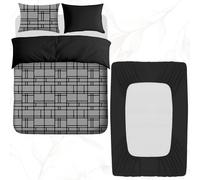 Grace Brushed Reversible Duvet Cover Set with Fitted Sheet in Grey | Size: Double grace Grey Double
