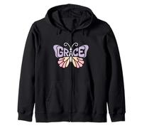Grace Butterfly - Personalized Cute Name Word Art Zip Hoodie