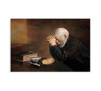 Grace by Eric Enstrom. Man Praying Over Bread.Christian. Vintage Inspired Canvas Poster Wall Art Bedroom Office Kitchen Decor Gifts 16x24inch(40x60cm)