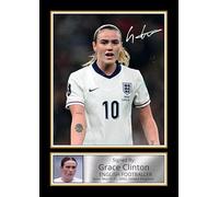 Grace Clinton Poster Print - England Lioness Midfielder & Man Utd Star - Framed or Unframed - Gift for Women’s Football Fans, A3 Poster + Black Frame