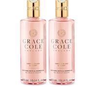 Grace Cole Vanilla Blush & Peony Refreshing Bath & Shower Gel 300ml - Essential Oils - Vegan and Cruelty Free, No SLS or Parabens - Made In England (Pack of 2)