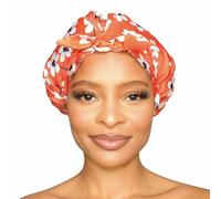 GRACE & COMPANY Luxury Shower Cap For Women - 100% Waterproof, Reusable, Washable & Breathable Shower Caps - Clementine