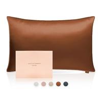Grace & Company Silky Satin Pillowcase for Hair & Skin, Oeko-Tex Certified Satin Silk Pillowcase with Zipper - Ultra Smooth Brown Pillowcases Standard Size 20”x26” - Cardamom
