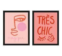 Grace Digital Magiqueface / Très Chic Pink Framed Print Set (Pack Of 2) Black/pink (43Cm X 33Cm)