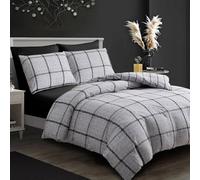 Grace Double Brushed Duvet Cover Set Supersoft with Zipper Closure in Grey grace Grey Double