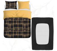 Grace Double Brushed Reversible Duvet Cover Set with Fitted Sheet in Gold | Size: King grace Gold King
