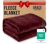 Grace Double Fleece Blanket Sofa Throw - Premium Brushed Microfiber Flannel Fleece Blanket - 290 GSM Fluffy Warm & Lightweight Solid Blanket for Bed and Couch