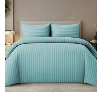 Grace Embossed Satin Stripe Duvet Cover Sets in Aqua | Size: Super King grace Aqua Super King