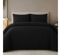 Grace Embossed Satin Stripe Duvet Cover Sets in Black | Size: King grace Black King