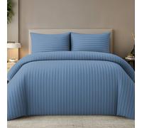 Grace Embossed Satin Stripe Duvet Cover Sets in Blue | Size: Super King grace Blue Super King