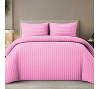 Grace Embossed Satin Stripe Duvet Cover Sets in Pink | Size: King grace Pink King