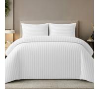 Grace Embossed Satin Stripe Duvet Cover Sets in White | Size: Single grace White Single