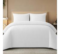Grace Embossed Satin Stripe Duvet Cover Sets in White | Size: Super King grace White Super King