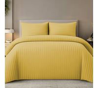 Grace Embossed Satin Stripe Duvet Cover Sets in Yellow | Size: King grace Yellow King