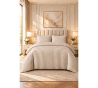 Grace Embossed Satin Stripe Duvet Cover Sets Ultrasoft Quilt Cover in Taupe | Size: King grace Taupe King