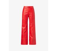 Grace Faena Womens Grace Faena The Monarch Crystal-Embellished Leather Trousers Rubi Red M