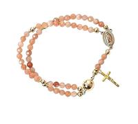 Grace & Faith: Handcrafted Rosary Bracelet, Christian Prayer Beads, Handcrafted Rosary Bracelets,Cross Charm Link Chain Christian Gift for Women (Sunstone)