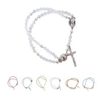 Grace & Faith: Handcrafted Rosary Bracelet, Magnetic Cross Charm Link Chain, Religious Prayer Bead Bracelet for Women, Religious Gift, Find Inner Peace and Embrace Strength, Spiritual Jewelry (D)