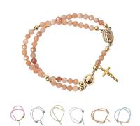 Grace & Faith: Handcrafted Rosary Bracelet, Magnetic Cross Charm Link Chain, Religious Prayer Bead Bracelet for Women, Religious Gift, Find Inner Peace and Embrace Strength, Spiritual Jewelry (E)