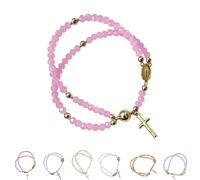 Grace & Faith: Handcrafted Rosary Bracelet, Magnetic Cross Charm Link Chain, Religious Prayer Bead Bracelet for Women, Religious Gift, Find Inner Peace and Embrace Strength, Spiritual Jewelry (F)