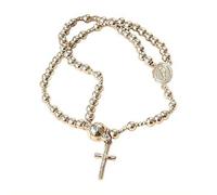 Grace & Faith, Handcrafted Rosary Bracelet, Magnetic Cross Charm Link Chain, Religious Prayer Bead Bracelet for Peace, Protection & Devotion