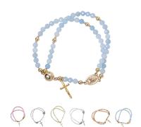 Grace & Faith: Handcrafted Rosary Bracelet, Magnetic Cross Charm Link Chain, Religious Prayer Bead Bracelet for Women, Religious Gift, Find Inner Peace and Embrace Strength, Spiritual Jewelry (C)