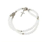 Grace & Faith, Handcrafted Rosary Bracelet, Magnetic Cross Charm Link Chain, Religious Prayer Bead Bracelet for Peace, Protection & Devotion