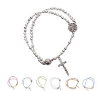 Grace & Faith: Handcrafted Rosary Bracelet, Magnetic Cross Charm Link Chain, Religious Prayer Bead Bracelet for Women, Religious Gift, Find Inner Peace and Embrace Strength, Spiritual Jewelry (A)