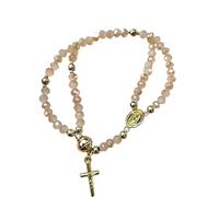 Grace & Faith, Handcrafted Rosary Bracelet, Magnetic Cross Charm Link Chain, Religious Prayer Bead Bracelet for Peace, Protection & Devotion