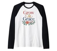Grace Floral Christian Bible Verse Raglan Baseball Tee