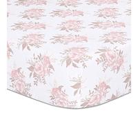 Grace Floral Fitted Crib Sheet - Pink and Dusty Brown Flowers - 100% Cotton