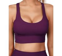 Grace Form Sports Bra with Straps Padded Shockproof Push Up Athletic Running Sports Bra Workout Top Yoga Bra, 11-Dark Purple, L