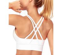 Grace Form Strappy Sports Bra for Women Padded Push Up Sport Bra Athletic Running Workout Bra Yoga Bra, 02-white, S