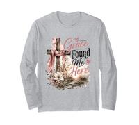 Grace Found Me Here Christian Cross Design Long Sleeve T-Shirt