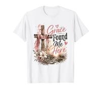 Grace Found Me Here Christian Cross Design T-Shirt