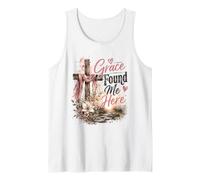 Grace Found Me Here Christian Cross Design Tank Top