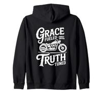 Grace Fueled Mercy Driven Truth Tuned Christian Biker Zip Hoodie