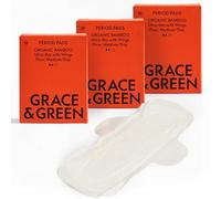 Grace & Green 30 Daytime Organic Bamboo Pads - Medium Flow | Comfortable Secure Fit with Wings | Sustainable Pads & Biodegradable Packaging | Eco-Friendly Period Protection | B-Corp Certified