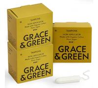 Grace & Green 45 Non-Applicator Tampons - Super Plus Size | Eco-Friendly Period Products | Biodegradable Packaging | B-Corp Certified | Safe & Sustainable | 3 x 15 Pack | No Dye, Bleach or Fragrance