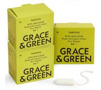 Grace & Green 54 Non-Applicator Tampons - Regular Size | Eco-Friendly Period Products | Biodegradable Packaging | B-Corp Certified | Safe & Sustainable | 3 x 18 Pack | No Dye, Bleach or Fragrance