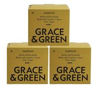 Grace & Green 54 Non-Applicator Tampons - Super Size | Eco-Friendly Period Products | Biodegradable Packaging | B-Corp Certified | Safe & Sustainable | 3 x 18 Pack | No Dye, Bleach or Fragrance